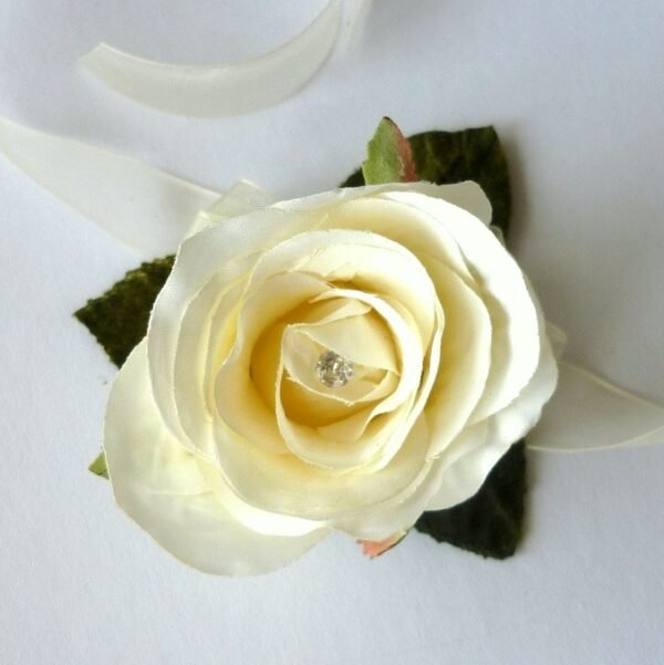 Ivory Silk Rose Wrist Corsage