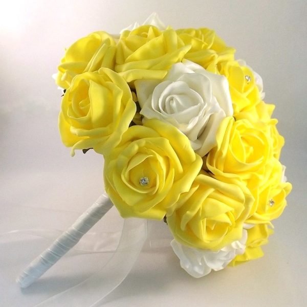 Yellow & White Artificial Brides Bouquet