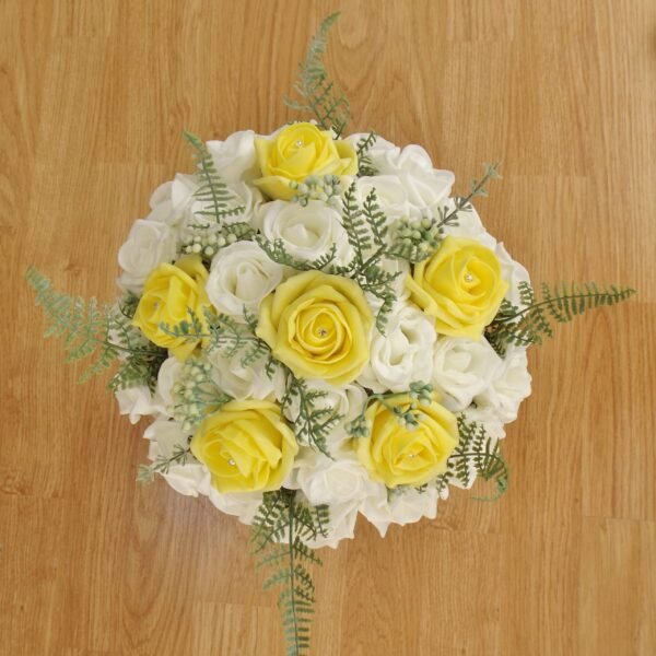 Yellow Rose & Fern Brides Bouquet