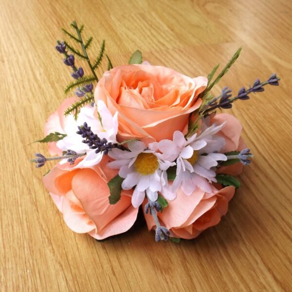 Peach Silk Rose & Daisy Cake Topper