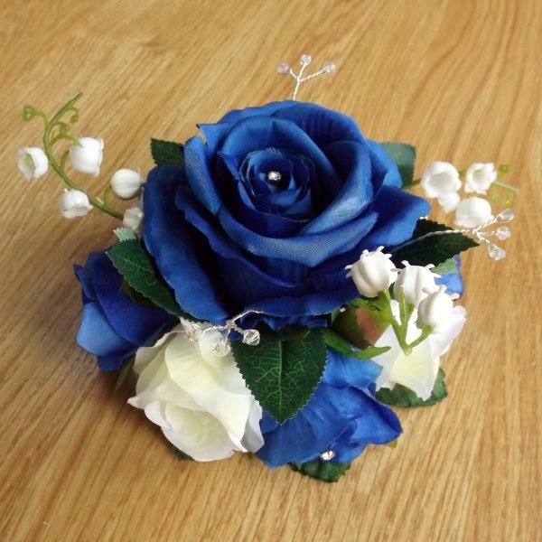 Royal Blue Silk Rose Cake Topper