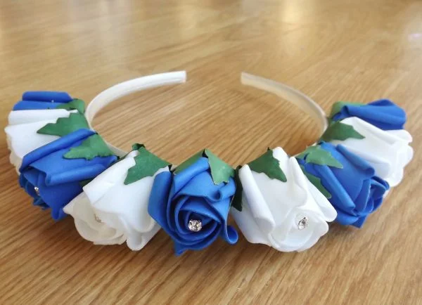 Royal Blue Artificial Rose Hairband