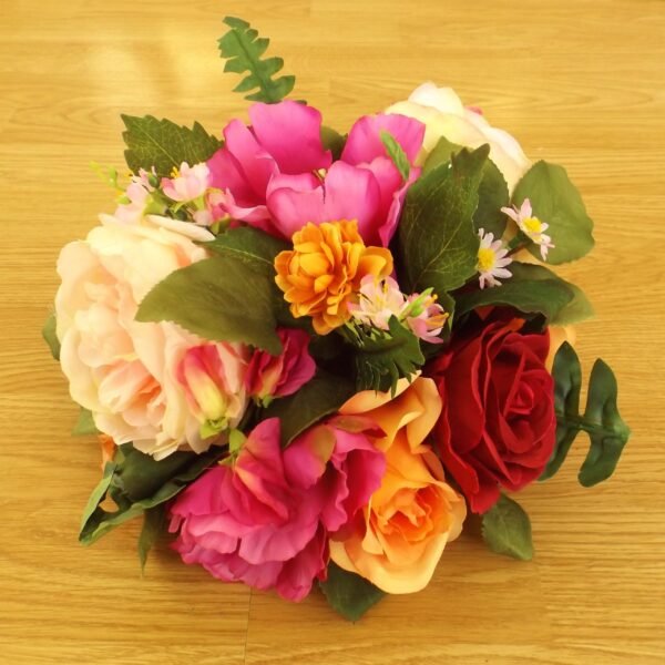 Bright Pink & Orange Silk Flower Table Centrepiece