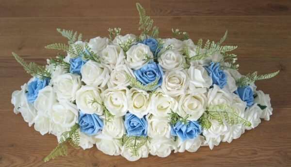 Light Blue Rose & Fern Artificial Wedding Flowers