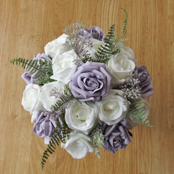 Lilac Rose & Fern Artificial Bridesmaid Bouquet