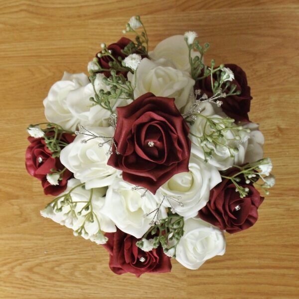 Burgundy Rose & Gypsophila Artificial Bridesmaid Bouquet