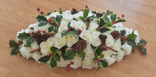 Silk Flower Christmas Table Arrangement