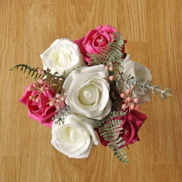 Bright Pink Rose & Fern Child's Bouquet