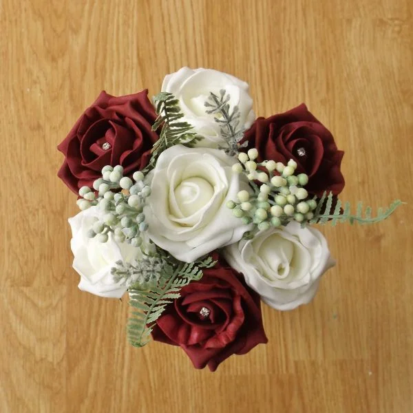 Burgundy Rose & Fern Child's Bouquet