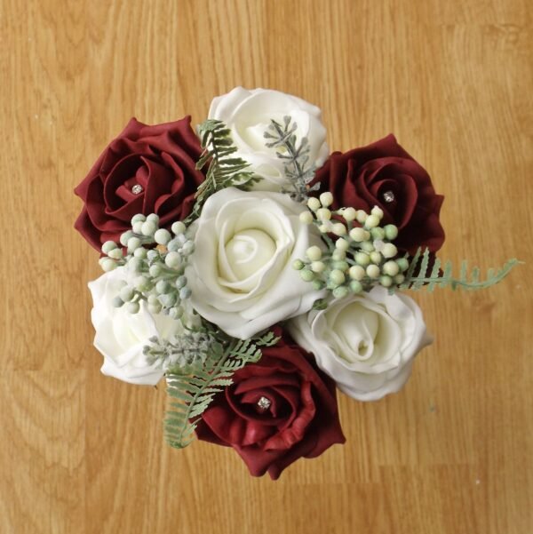 Burgundy Rose & Fern Child's Bouquet