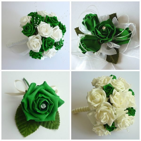 Artificial Wedding Flowers - Emerald Green Rose