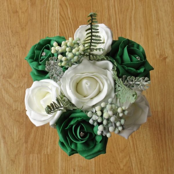 Emerald Green Rose & Fern Child's Bouquet