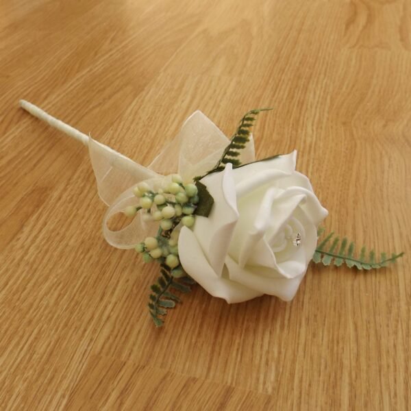 Ivory Rose & Fern Flower Girl Wand