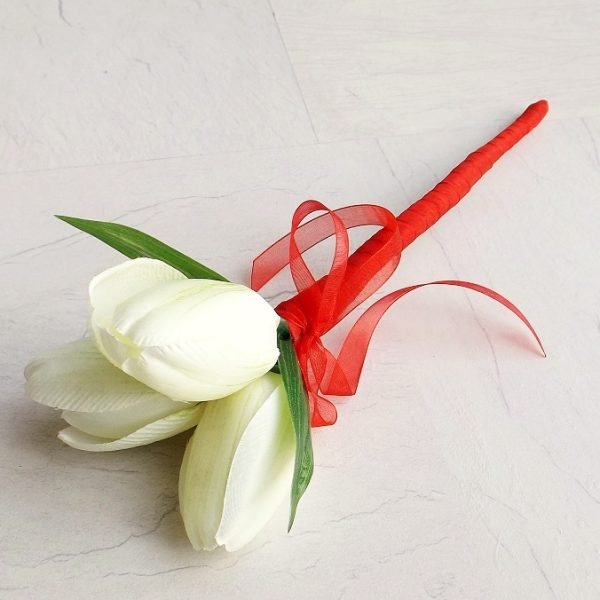 Ivory Silk Tulip Flower Girl Wand