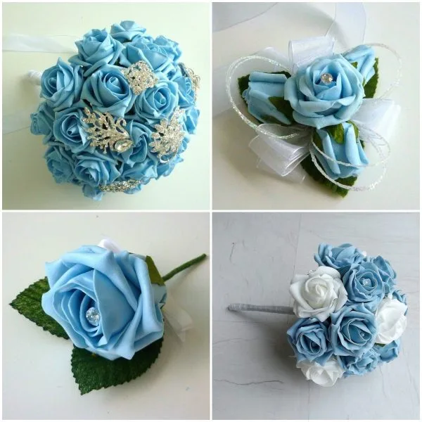 Light Blue Rose Artificial Wedding Flower Collection