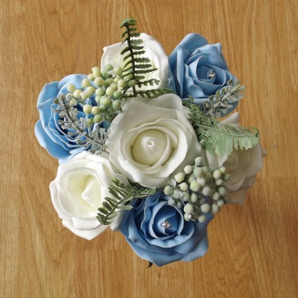 Light Blue Rose & Fern Child's Bouquet