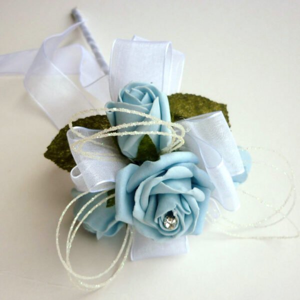 Light Blue Rose Flower Girl Wand