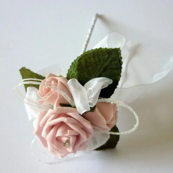 Light Pink Rose Flower Girl Wand