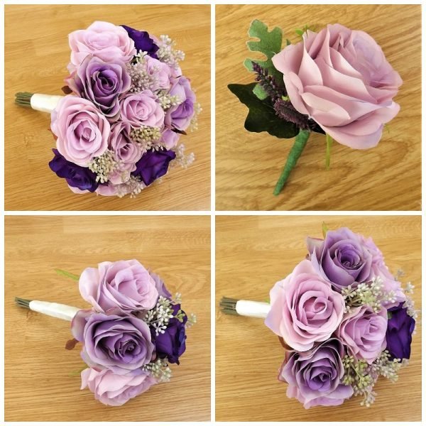 Artificial Wedding Flowers - Lilac & Purple Silk Rose