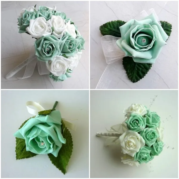 Artificial Wedding Flowers - Mint Green Rose