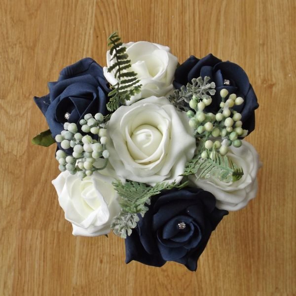 Navy Rose & Fern Child's Bouquet