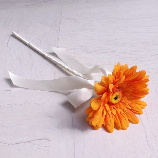 Orange Gerbera Flower Girl Wand