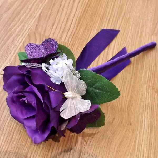 Purple & White Butterfly Flower Girl Wand