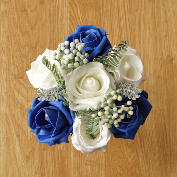 Royal Blue Rose & Fern Child's Bouquet