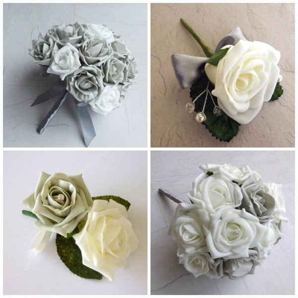 Artificial Wedding Flowers - Silver Rose