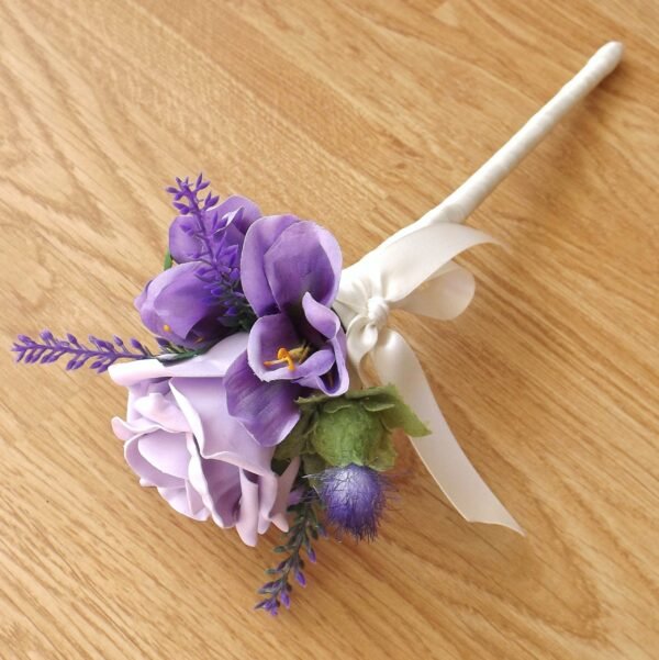 Lilac Rose & Thistle Flowergirl Wand