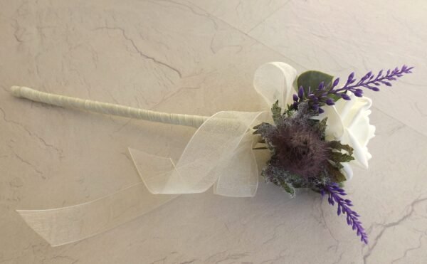 Thistle, Heather & Ivory Rose Flower Girl Wand