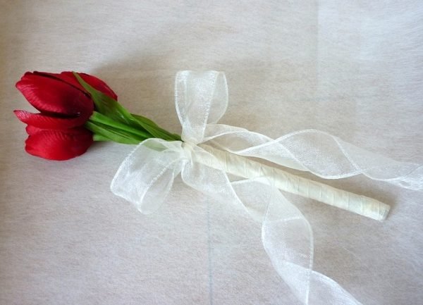 Red Tulip Flower Girl Wand