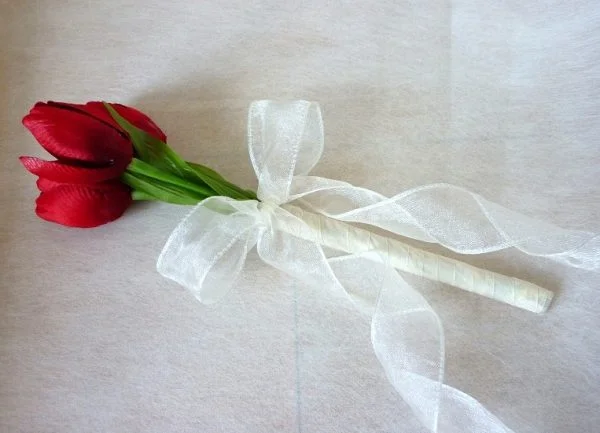 Red Tulip Flower Girl Wand