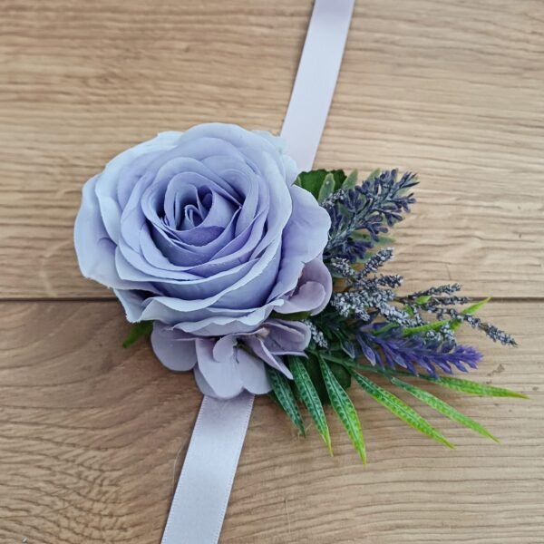 Lilac Artificial Rose & Heather Wrist Corsage