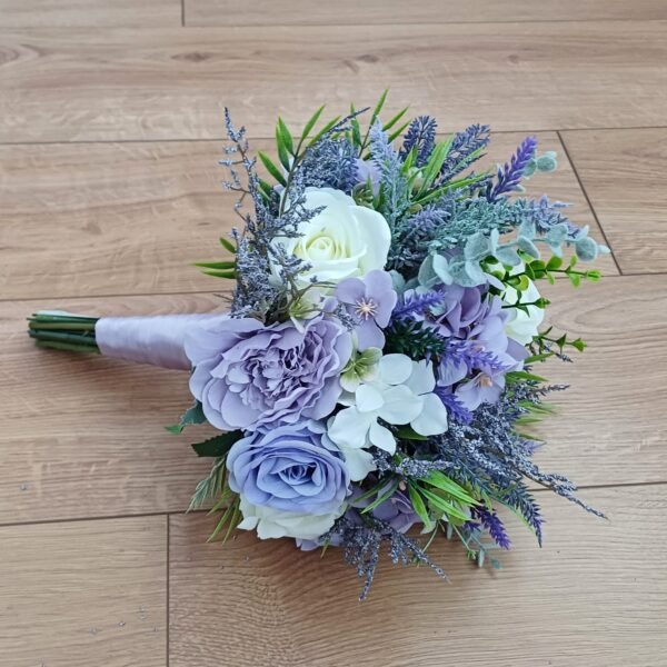 Lilac & Ivory Lavender Silk Brides Bouquet