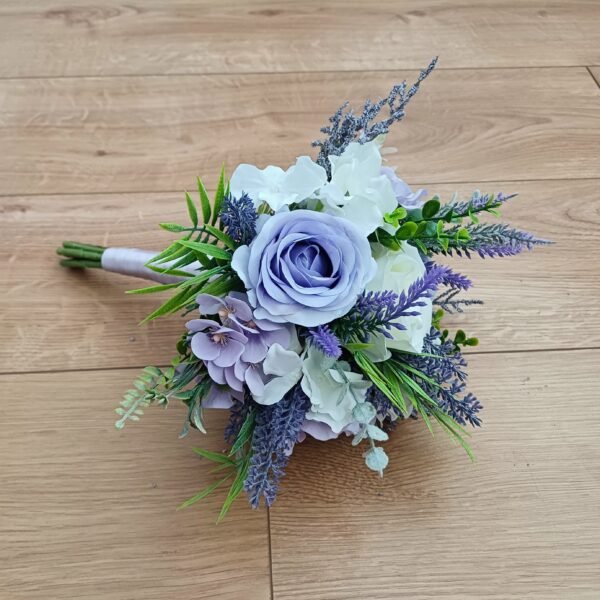 Lilac & Ivory Lavender Silk Bridesmaid Bouquet