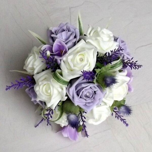 Thistle & Lilac Rose Bridesmaid Bouquet