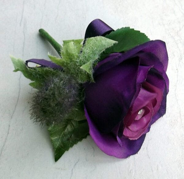 Purple Silk Rose & Thistle Buttonhole