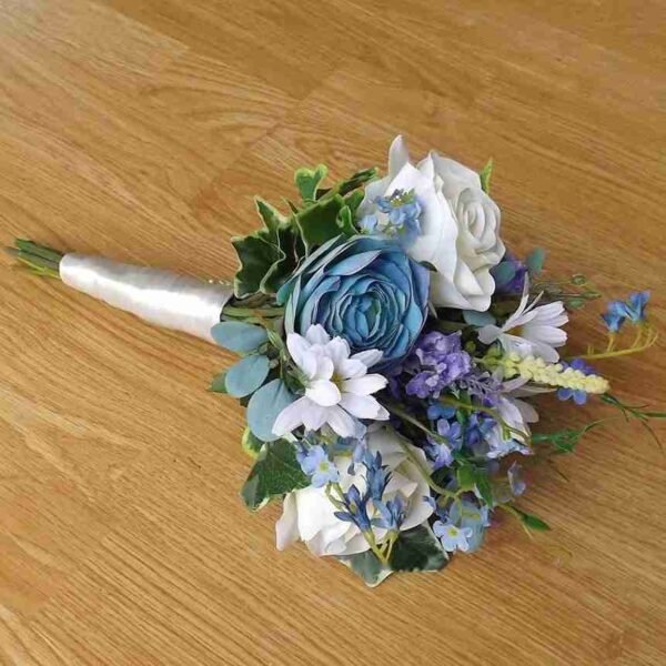 Blue Wildflower Silk Bridesmaid Bouquet