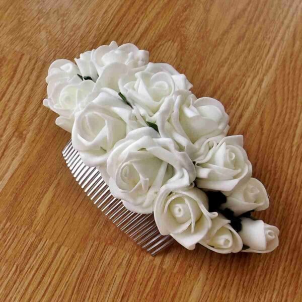 Ivory Foam Rose Hair Comb