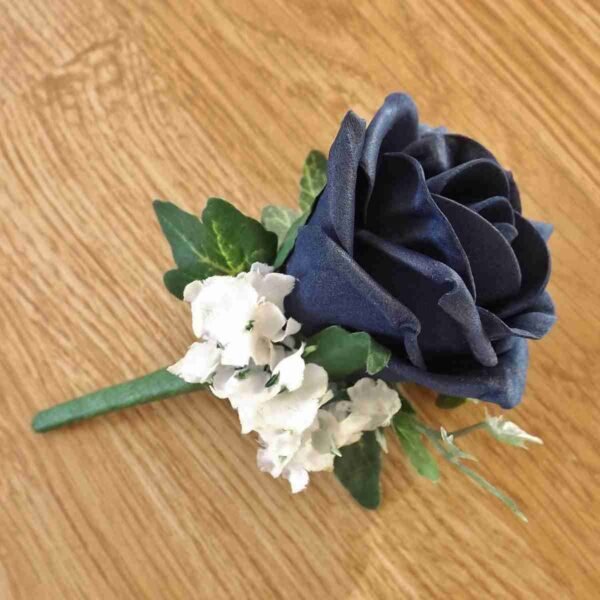 Navy Rose & Gypsophila Artificial Buttonhole