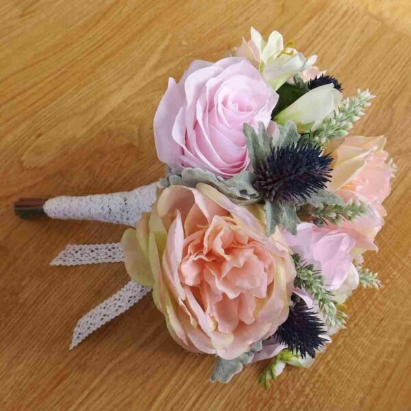 Thistle & Silk Peony Artificial Bridesmaid Bouquet