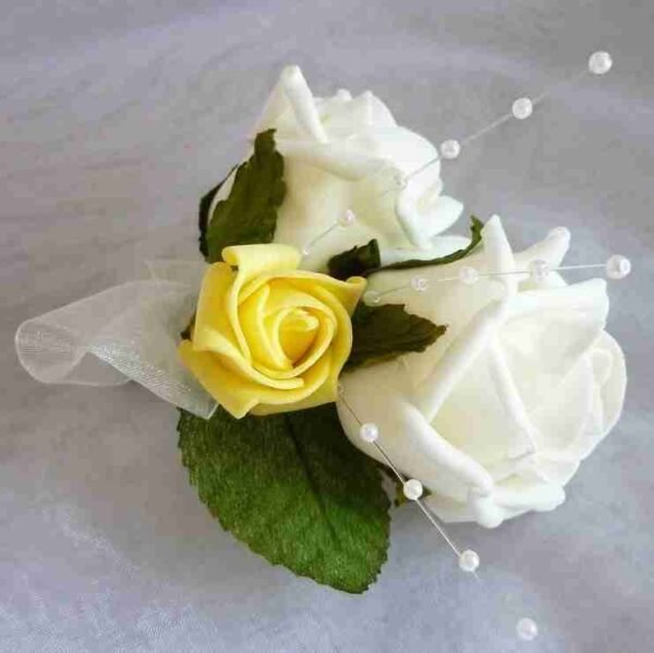 Yellow Artificial Pearl Rose Corsage